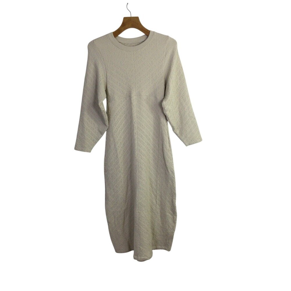 Free People Women's Midi Dress Gabby Seamless Long Sleeves Ivory Size M/L NWT
